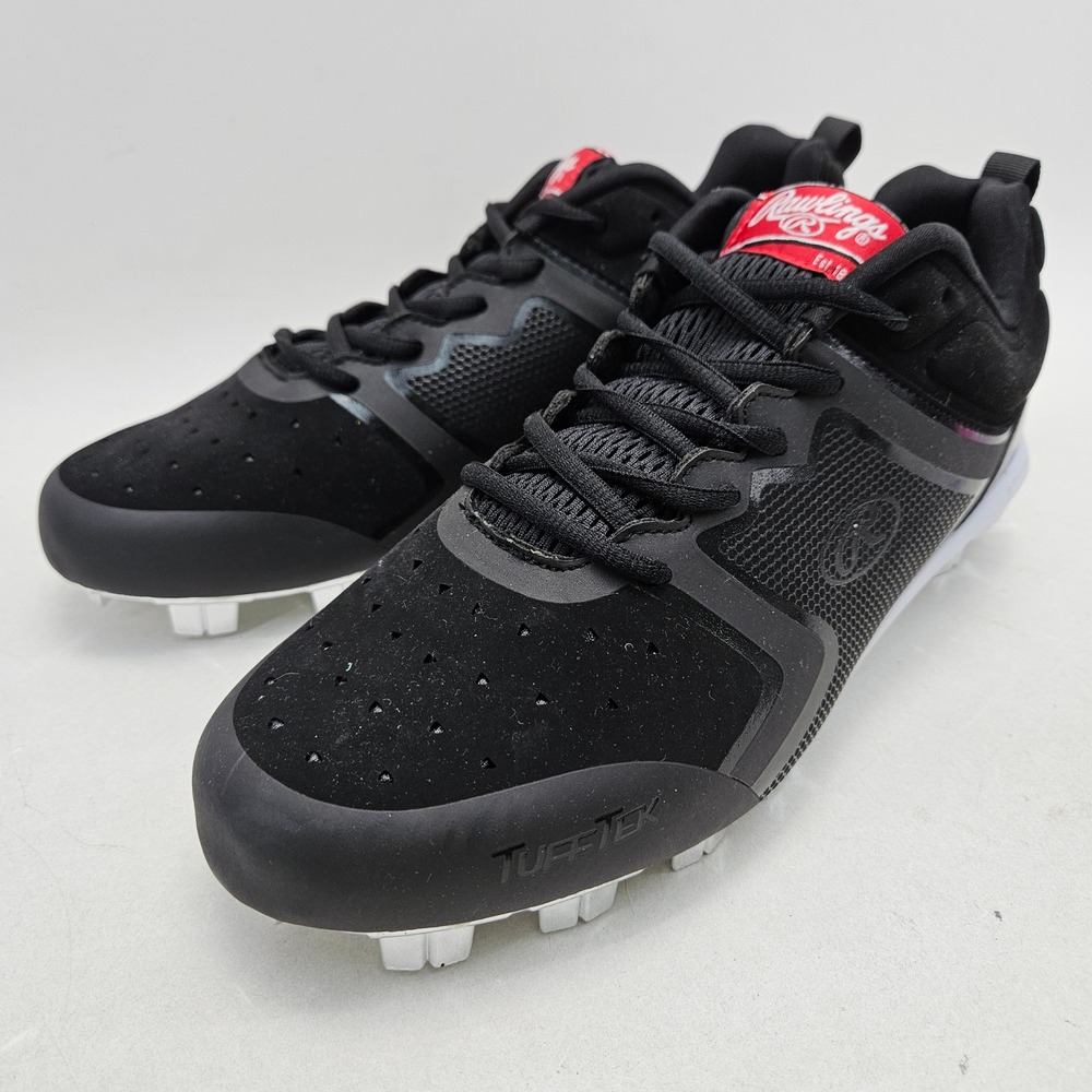 Rawlings Mens 13 Baseball Cleats Black Silver TuffTek Cool flow Spikes 155735